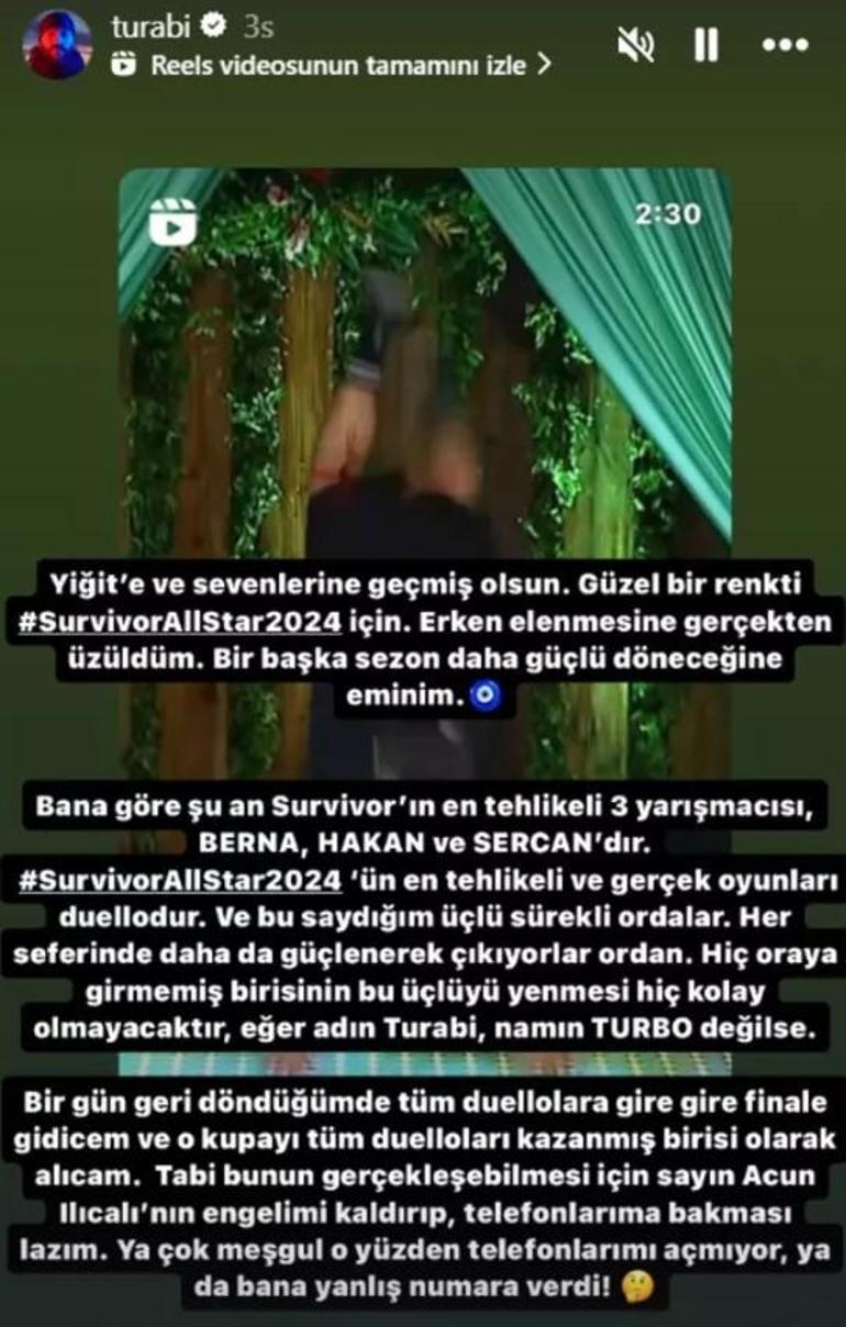 Survivor Turabi Çamkıran paylaşımıyla olay oldu! 'Sayın Acun Ilıcalı'