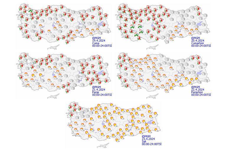 Meteoroloji yeni harita yayımladı! İller tek tek sayıldı! Kuvvetli yağış ve fırtına geliyor