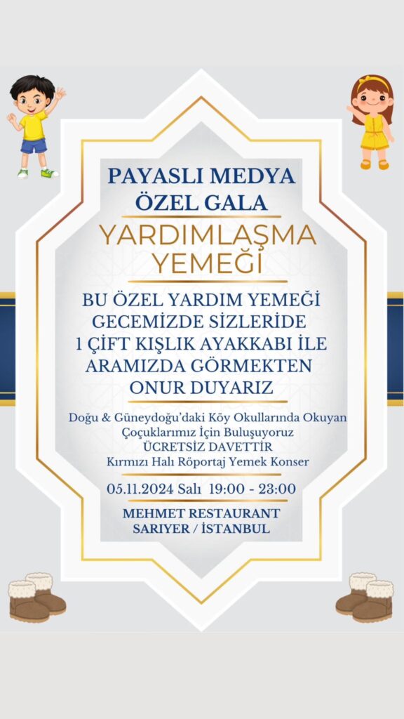 Payaslı Medya Sponsorluğunda Evrim Özcan ve Sedat Dörtkardeş Sunumu ile Yardım Yemeği Galası